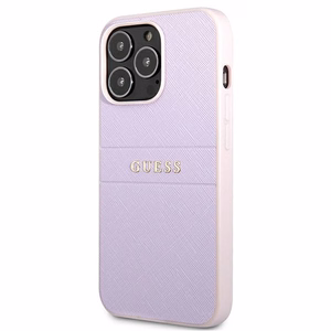Guess GUHCP13LPSASBPU iPhone 13 Pro / 13 6.1" lilla/lilla Saffiano Hot Stamp & Metal Logo Saffiano ja metallist logo