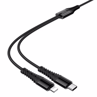 Kaabel 2in1 USB C to USB C+Lightnig Hoco 1 m X123 must