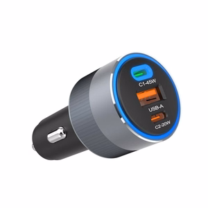 Car laadija Forcell F-Energy Alu 2 x USB C + USB A QC4.0 PD SFC2.0 4,5A 65W hall
