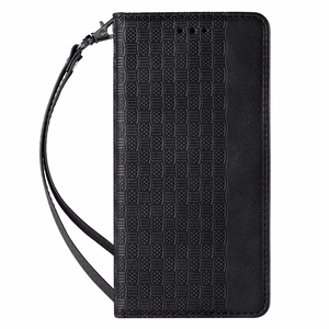 Magnet rihmaga ümbris Samsung Galaxy S22 + (S22 Plus) ümbris rahakott + Mini Lanyard Pendant Must