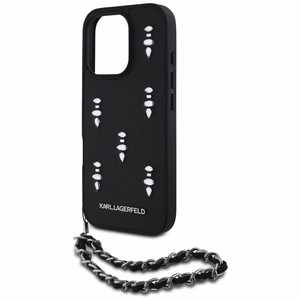 Karl Lagerfeld Saffiano Crystals с цепочкой чехол для iPhone 16 Pro Max - черный