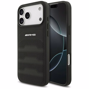 AMG Leather Debossed Lines Logo Ümbris jaoks iPhone 17 Pro Max - Must