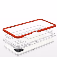 Läbipaistev 3in1 ümbris Samsung Galaxy A22 4G Frame Gel Cover Punane