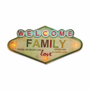 RETRO metallist silt LED Welcome Family Forever Light