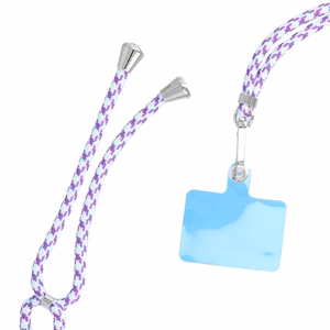 SWING (6mm) Phone lanyard, Phone pendant with adjustable length / cord length 165cm (max 82.5cm in the loop) / on the shoulder or neck - valge - lilla