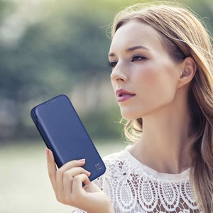 iCarer CE Premium Leather Folio Case iPhone 14 Pro Magnetic Flip Leather Folio Case MagSafe Blue (WMI14220714-BU)