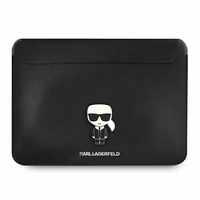 Karl Lagerfeld Sleeve Saffiano Ikonik Karl 16" Laptop Bag - Black