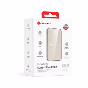 Powerbank compatible with MagSafe Forcell F-Energy SuperSlim F5K8 QC4.0 PD3.0 15W 5000 mAh titanium desert