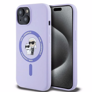 KARL LAGERFELD ümbris jaoks IPHONE 15 compatible with MagSafe KLHMP15SSCMKCRHU (Silicone KC Body Ring) lilla