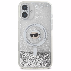 Karl Lagerfeld Liquid Glitter Karl Head Magsafe Ümbris jaoks iPhone 16 Plus - Clear