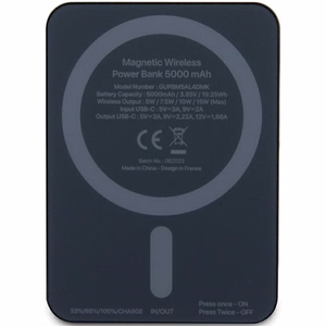 Guess MagSafe Metal Script Logo induction power bank 15W 5000mAh - black