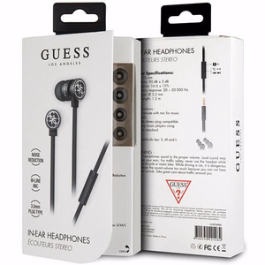 Guess GUEPWIBK juhtmega 3,5 mm kõrvaklapid, mustad ja hõbedased