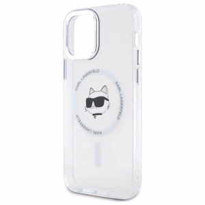 Karl Lagerfeld IML Metal Choupette Head MagSafe iPhone 12 Ümbris - valge