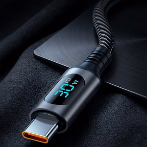 Blavec Zumi punutud kaabel USB - Type C QC 30W 3A LCD-ekraaniga 1m Apple CarPlay/Android Auto must