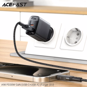 Acefast A98 Network Laadija GaN USB-A / USB-C PD 30W - must