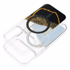 Golden MagSafe'iga ühilduv ümbris iPhone 15 jaoks, must