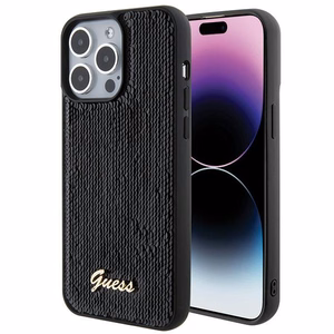 Guess Sequin Script Metal ümbris jaoks iPhone 15 Pro Max - must