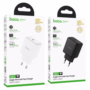 GaN зарядное устройство для телефона Hoco USB C PD AVS 40W max 60W N83 белое