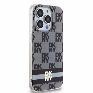 DKNY IML Checkered Mono Pattern & Printed Stripes MagSafe Ümbris jaoks iPhone 15 Pro Max - Must