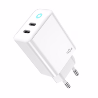 JELLICO seinalaadija EU19 GaN PD 40W 2xUSB-C + kaabel USB-C - Lightning Valge