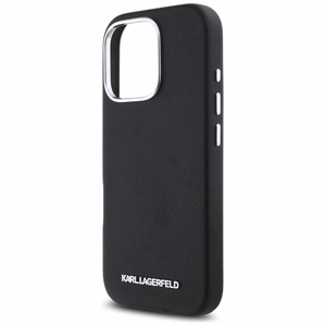 Karl Lagerfeld Saffiano Full Wrapped Elongated Metal Logo MagSafe Ümbris jaoks iPhone 16 Pro Max - must
