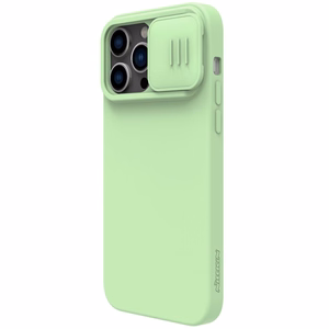 Ümbris Nillkin CamShield Silky Silicone Apple iPhone 15 Pro Max light roheline
