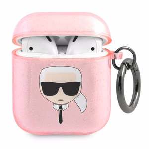 Karl Lagerfeld KLA2UKHGP AirPods kate różowy/pink Glitter Karl`s Head