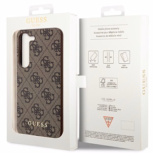 Guess GUHCS23SG4GFBR S23 S911 brown/brown hard ümbris 4G Metal kuldne Logo