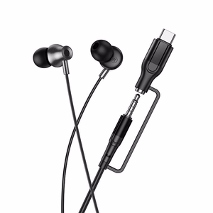Hoco M119A juhtmega mikrofoniga kõrvaklapid, 3,5 mm / USB-C pistik, mustad