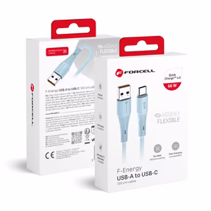 Kaabel USB A to USB C Forcell F-Energy QC4.0 3A 66W Silikoon 1 m C342 sinine