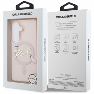 Karl Lagerfeld ümbris IML KC Script MagSafe Samsung Galaxy S26 jaoks roosa