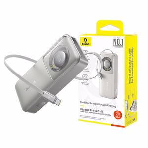 Power Bank Baseus "Free2Pull" Grey 10000mAh 30W (PD) + integruoted "Type-C" cable