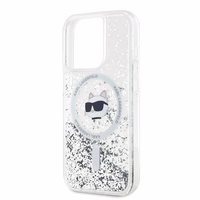 Karl Lagerfeld Liquid Glitter Choupette Head MagSafe ümbris jaoks iPhone 13 Pro / 13 - läbipaistev