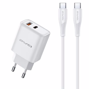 Charger Awei PD81C-EU 22.5W USB-A/USB-C + USB-C to USB-C cable 1.0m white