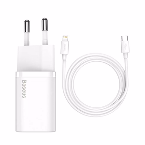 BASEUS Laadija Type C + Kaabel Type C to Lightning PD QC3.0 3A 20W TZCCSUP-B02/CCCJGCE-D valge