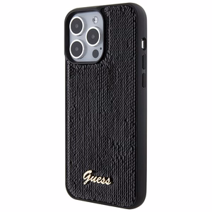 Guess Sequin Script Metal ümbris jaoks iPhone 15 Pro Max - must
