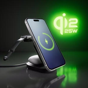 SBS Qi2.2 25W induktiivne 3-in-1 kokkupandav laadimisjaam MFI sertifikaadiga - must