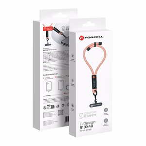 FORCELL F-DESIGN R10X40 wrist phone lanyard with adjustable length (max 20cm in the loop) roosa valge