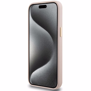 Guess Silicone Script Metal Logo & Frame чехол для iPhone 15 Pro Max - розовый