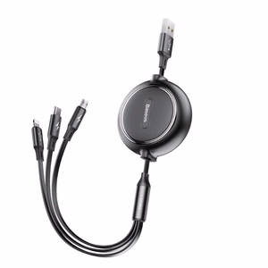 Кабель USB Baseus "3in1" чёрный 35cm / 120cm