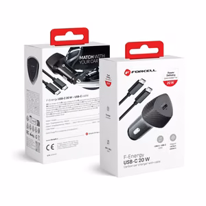 FORCELL F-ENERGY Carbon CC50-1C car laadija Type C + kaabel Type C to Type C PD 3A 20W must