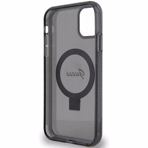 Guess Ring Stand Script Glitter MagSafe ümbris jaoks iPhone 11 / Xr - must