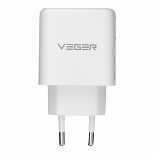 Mobiililaadija VEGER USB-A + Type-C PD QC3.0 3,25 A 65 W + kaabel USB-C–USB-C TR67, valge