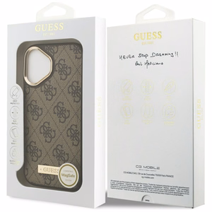 Guess 4G Logo Plate MagSafe ümbris jaoks iPhone 17 brown