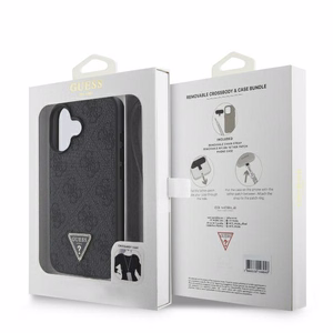 Guess Leather Metal Logo Strass Crossbody Ümbris jaoks iPhone 16 - Must
