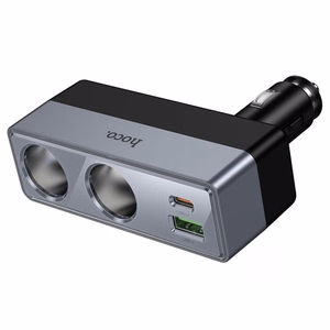 Autolaadija Hoco 1xUSB A + 1xUSB C+2x sigaretisüütaja pordid PD QC3.0 max 240W/24V Z65B must