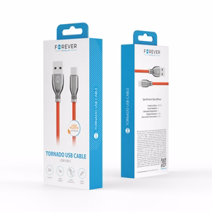 Forever Tornado kaabel USB - USB-C 1,0 m 3A punane