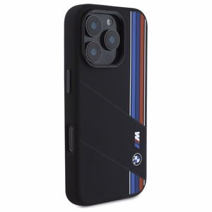BMW Silicone Cut Tricolor Lines MagSafe Ümbris jaoks iPhone 16 Pro - must