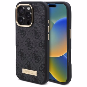 GUESS ümbris jaoks IPHONE 16 Pro Max compatible with MagSafe GUHMP16XU4GPRK (PU 4G Logo Plate) must