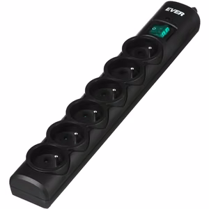 Ever T/LZ08-OPT015/0000 Optima – ülepingekaitsega pikendusjuhe 6 pistikupesaga, 1.5 m, must